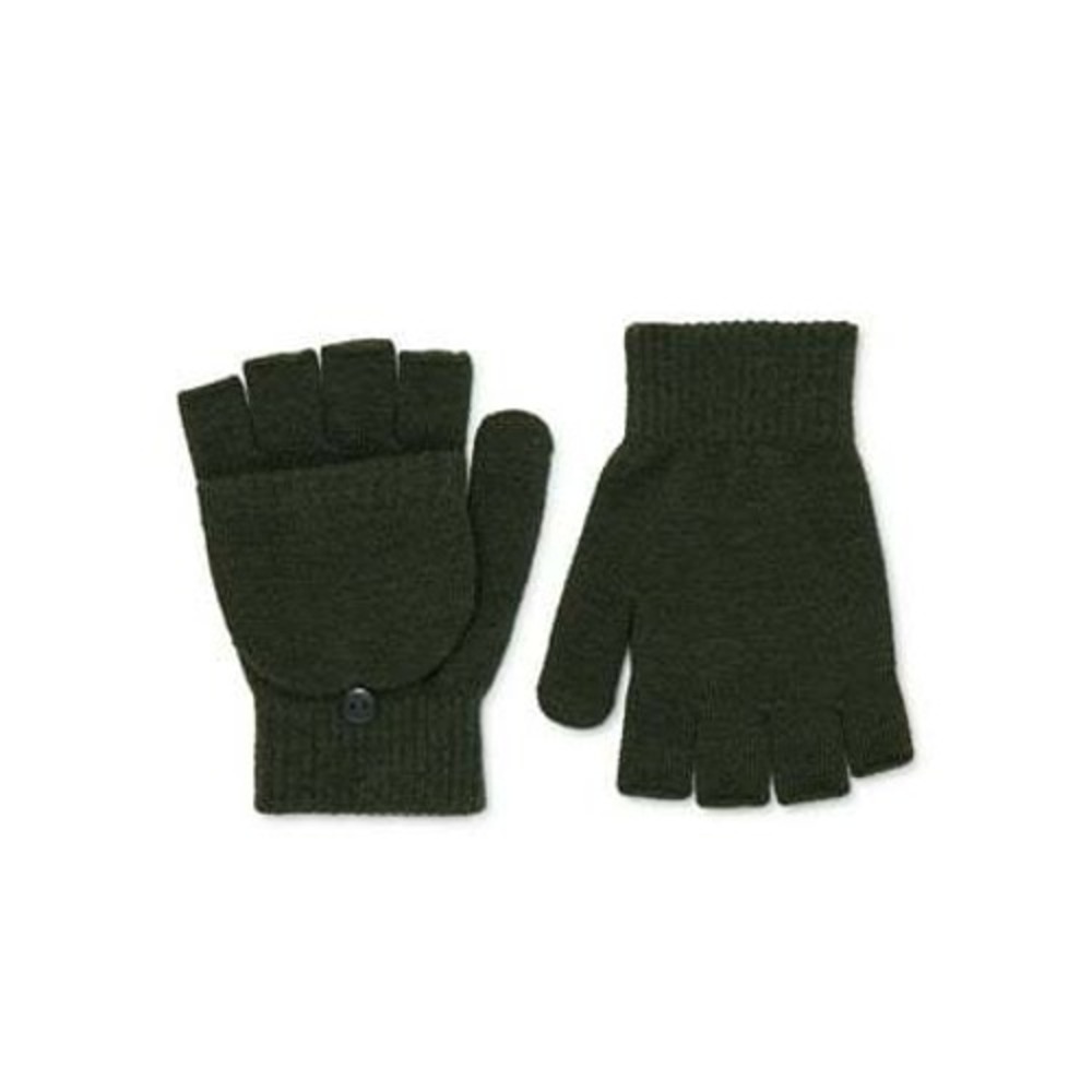 Time and Tru Pop Top Gloves Women S Green Knit Mitten Fingerless - Picture 1 of 1